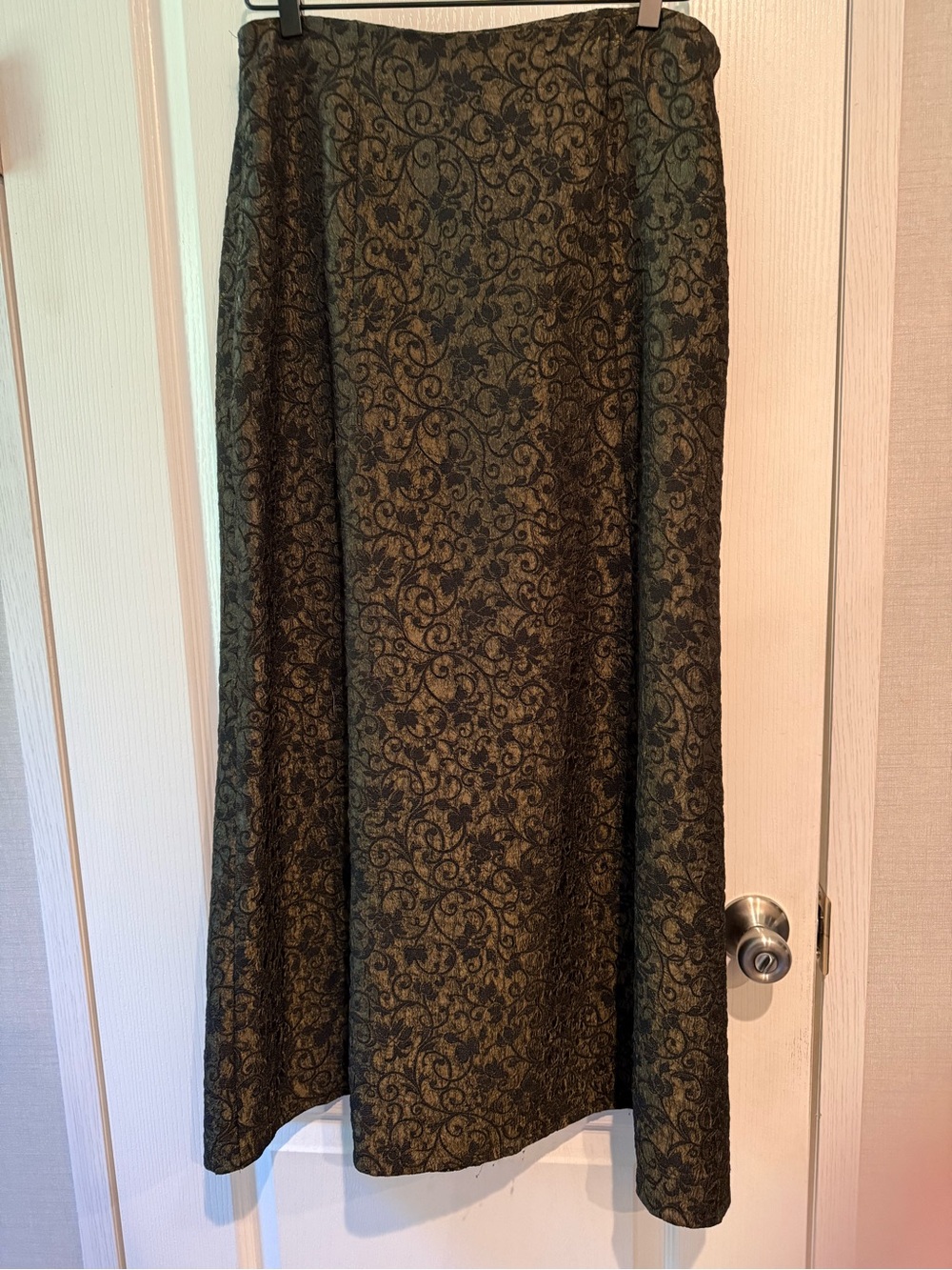 Elegant Bronze Brocade Maxi Skirt
